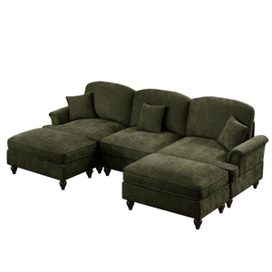 English Elm Classic Comfy Modular U-Shape Sectional Sofa - Elegant Chenille Couch With Flared Arms & Versatile Design W3041S00268