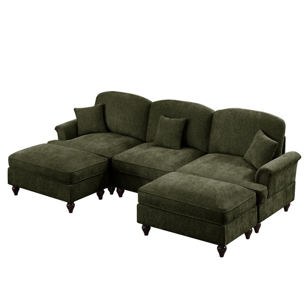 English Elm Classic Comfy Modular U-Shape Sectional Sofa - Elegant Chenille Couch With Flared Arms & Versatile Design W3041S00268