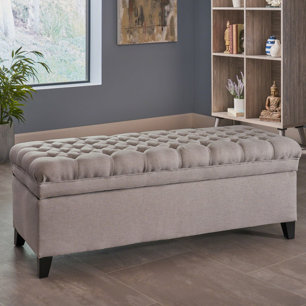 English Elm Christopher Knight Home® - Juliana Storage Ottoman – Stylish Light Grey Upholstered Seat With Hidden Compartment For Living Spaces 57741.00LGR