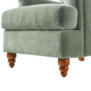 English Elm Candor Overstuffed Accent Chair with English Roll Arms and Walnut Turned Legs Sage B050P466461