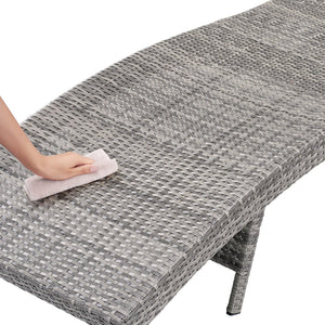 English Elm K&k Outdoor Wicker Reclining Chaise Set 2 Piece with Pull Out Tray Rolling Wheels Grey N707P395515E