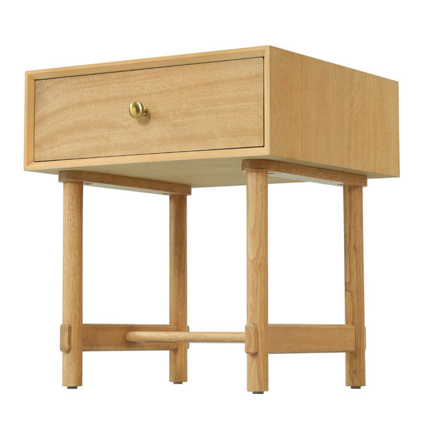 English Elm Charming Solid Wood Nightstand Brass Knob Drawer Scandinavian Minimalist Bedroom N758P386959N