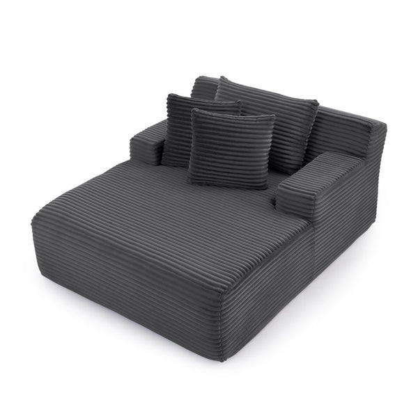 English Elm Single Frameless Velvet Lounge Chair Plush High Density Foam Accent Seat for Living Room Dark Gray W487P420017