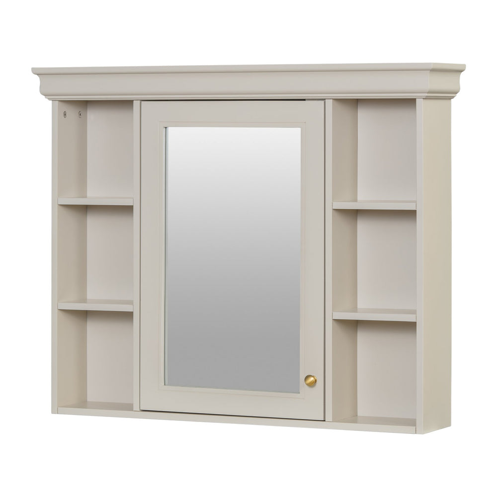 English Elm 35'' Blue Wall Mounted Medicine Cabinet with Mirror Door, MDF Storage, Adjustable Shelves & Towel Rod WF323692AAY