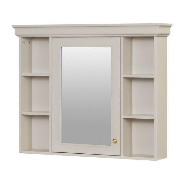 English Elm 35'' Blue Wall Mounted Medicine Cabinet with Mirror Door, MDF Storage, Adjustable Shelves & Towel Rod WF323692AAY