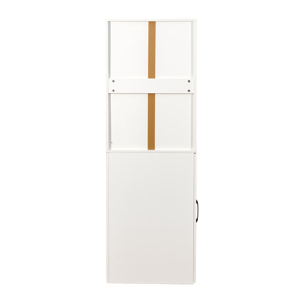 English Elm 70.87" Modern Display Storage Cabinet with 4-Tier Pull-Out Shelves, Dual Glass Doors for Home White W331P295245