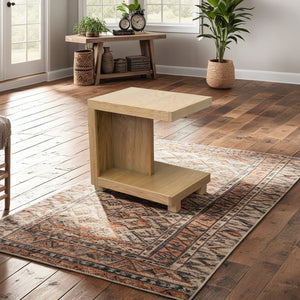 English Elm Laurel Laurel Canyon 18 inch chairside table—Oak solids & veneers, fully assembled, rustic-modern charm Natural B108P292273