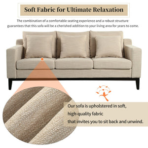 English Elm Mirod Three Seat Sofa Birch Legs Pocket Spring Support Contemporary Living Room Beige N760P243326A