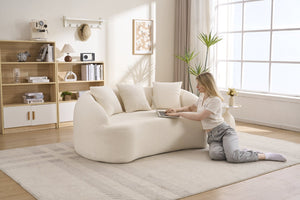 English Elm Ly-049s Curved Chenille Loveseat with Boneless Frame for Modern Living Spaces Off White W2231P402437