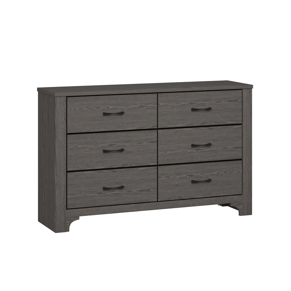 English Elm Wallace & Bay - Brown Modern Farmhouse 6-Drawer Dresser in Stone Brown Laminate Wood Look — Spacious, Stylish Storage B361P384481