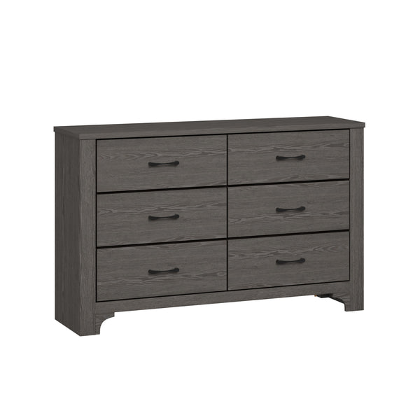 English Elm Wallace & Bay - Brown Modern Farmhouse 6-Drawer Dresser in Stone Brown Laminate Wood Look — Spacious, Stylish Storage B361P384481