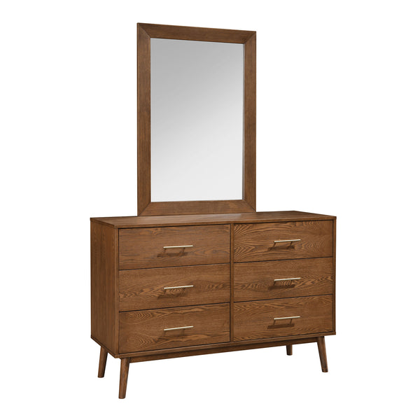 English Elm Walnut Mid-Century 5-Drawer Chest with Nickel Bar Pulls, Solid Wood Veneer, Anti-Tip System, 33.5"W x 17.5"D x 47.5"H Walnut 50 L x 21 W x 30 H B2741P361151