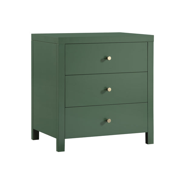 English Elm Nevarre 3-Drawer Nightstand with Brushed Gold Knobs, Solid Dovetail Drawers, No Assembly Needed Antique Green B050P376960