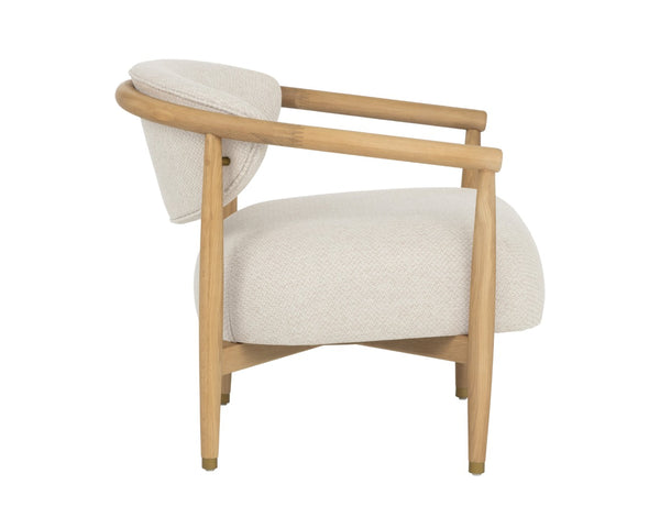 Sunpan SIGRID Lounge Chair - Elegant Light Oak Frame with Monument Oatmeal Upholstery for Stylish Comfort 112153
