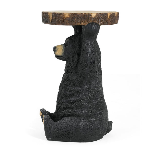 English Elm Christopher Knight Home® - Black Bear MGO Side Table Pedestal — Hand-Painted Resin Bear Stool with Faux Wood Top, Indoor/Outdoor Decor N765P353629K