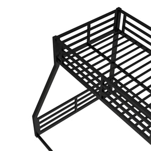 English Elm Metal Twin Xl Over Queen Bunk Bed Frame – Heavy-Duty, Space-Saving Design With Safety Guardrails, Black W1580S00161