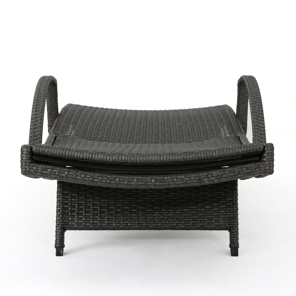 English Elm Christopher Knight Home® - SALEM PE WICKER Chaise Lounge with Armrests, Grey PE Rattan & Iron, Adjustable Back, Stackable N775P343867G