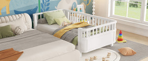 Twin Solid Pine Low Profile Kids Bed with Full Guardrail System and Rounded Safe Corners