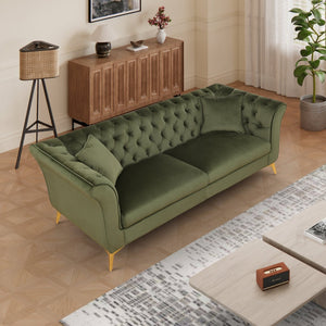 English Elm 102 Inch Linen Modular Sectional Sofa with Hidden Storage and Cloud Cushion Comfort Green W1099S00174