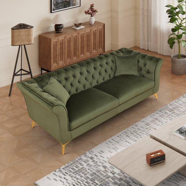 English Elm 102 Inch Linen Modular Sectional Sofa with Hidden Storage and Cloud Cushion Comfort Green W1099S00174
