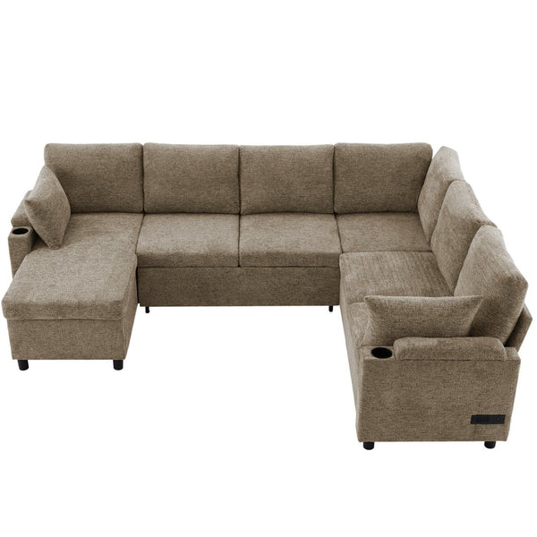 English Elm 101.2" Modular Chenille Sectional Sofa with Tufted Cushions and Deep Seating for Living Room N719S001910D