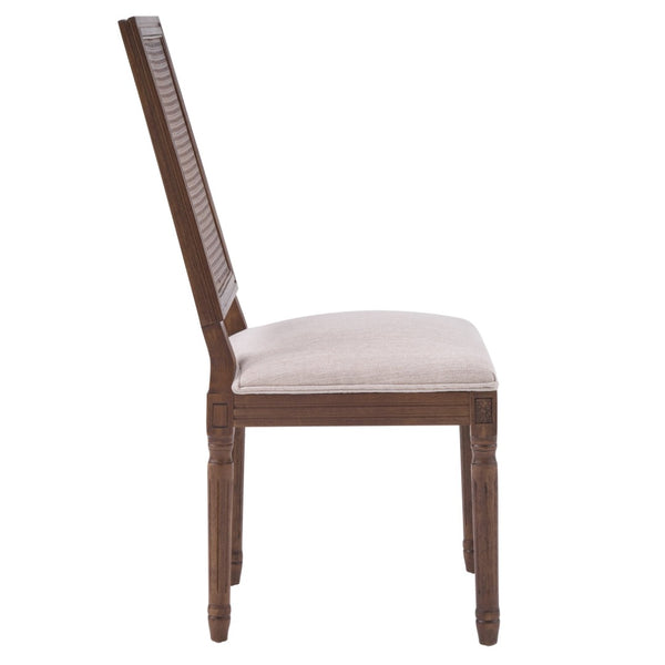 English Elm [set of 2] Cane Back Dining Chairs Solid Rubberwood Fluted Legs Weathered Farmhouse Style N767P263678B