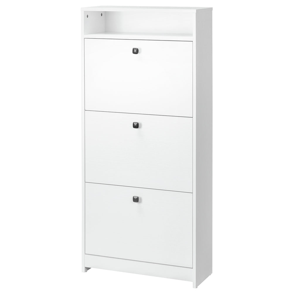 English Elm Homcom Slim Shoe Cabinet With 3 Fold-Out Drawers, Stylish Storage For Hallways & Bedrooms, White W2225P229439