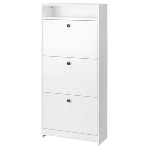 English Elm Homcom Slim Shoe Cabinet With 3 Fold-Out Drawers, Stylish Storage For Hallways & Bedrooms, White W2225P229439