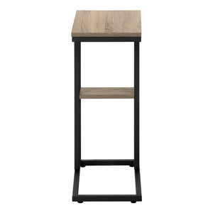 English Elm Accent Table - Sleek C-Shaped Design For Living Room Or Bedroom, Modern Brown Laminate & Black Frame B2710P219398