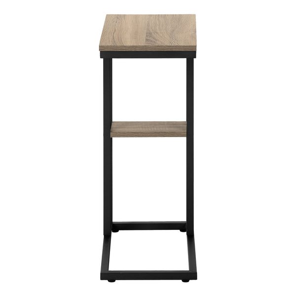 English Elm Accent Table - Sleek C-Shaped Design For Living Room Or Bedroom, Modern Brown Laminate & Black Frame B2710P219398