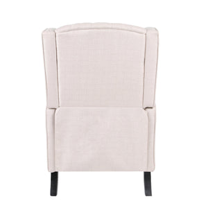English Elm Christopher Knight Home® - Pushback Mid Century Wingback Recliner Chair with Rivet Trim, Upholstered Fabric Accent Seat for Living Room Beige 63486.00LBGETW