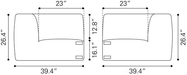 Luanda Corner Chair Gray 704002 Zuo Modern