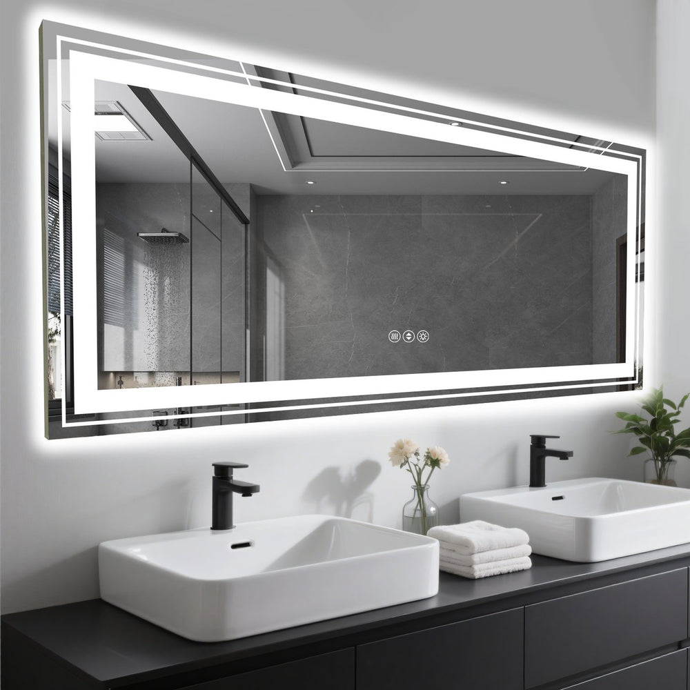 English Elm 84X32 Inch Frameless Led Smart Bathroom Mirror - Adjustable Lighting, Anti-Fog, Modern Design T3757P347031