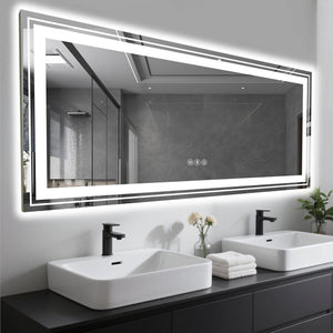 English Elm 84X32 Inch Frameless Led Smart Bathroom Mirror - Adjustable Lighting, Anti-Fog, Modern Design T3757P347031