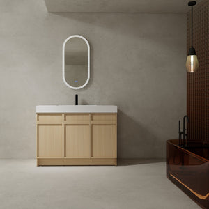 English Elm 48" Freestanding Bathroom Vanity with Thick Resin Sink, Soft-Close Doors, Adjustable Shelves, Durable Finish Oak W999S00265