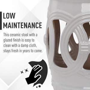 English Elm Outsunny 14" X 17" Elegant Ceramic Garden Stool - Versatile Accent Table With Double-Coin Design W2225P200502-GIGA