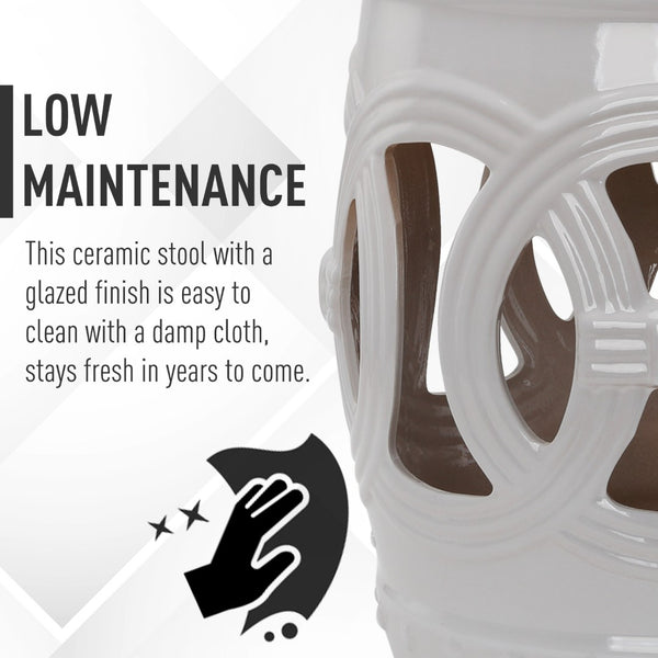 English Elm Outsunny 14" X 17" Elegant Ceramic Garden Stool - Versatile Accent Table With Double-Coin Design W2225P200502-GIGA