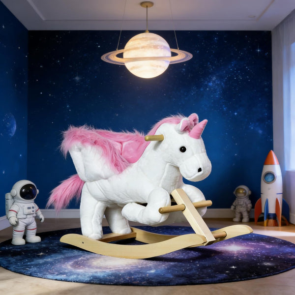 English Elm Walking Horse Ride on Toy Plush Pedal Pony with Wheels for Kids Ages 3 to 8 T3971P442192