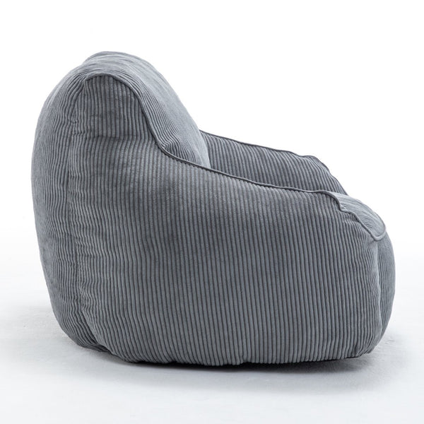 English Elm Giant Corduroy Bean Bag Sofa with Armrests Foam Filled Cozy Adult Lounge Chair Dark Gray W2200P442800