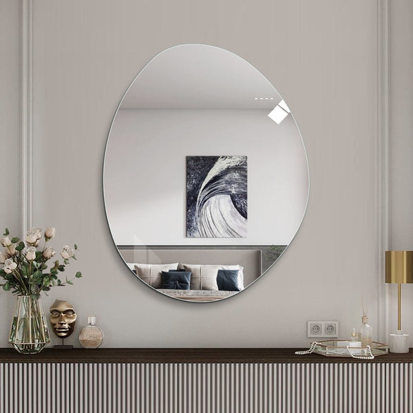 English Elm 40 Inch Asymmetrical Frameless Bathroom Mirror Hd Silver Glass Frosted Edge Vanity W2709P433557