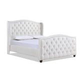 English Elm Marcella Upholstered Shelter Headboard Bed Set, Queen, Bright White Polyester