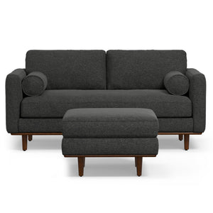 English Elm Morrison Mid-Century 72" Sofa with Ottoman Set — Eco-Friendly Recycled Fabric, Plush Feather Fill, Sturdy Craftsmanship Charcoal grey B136P199229