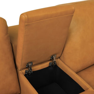 English Elm Premium Leather Match L-shaped Sectional with Dual Recliners and Built-in Console Ginger B2748S00156