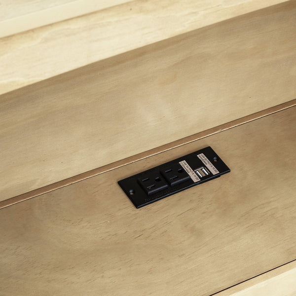 English Elm Twin Twin Size Daybed with USB Charging, Two Storage Drawers & Shelves, Sturdy MDF Frame, 300lb Capacity Wood GX000396AAD