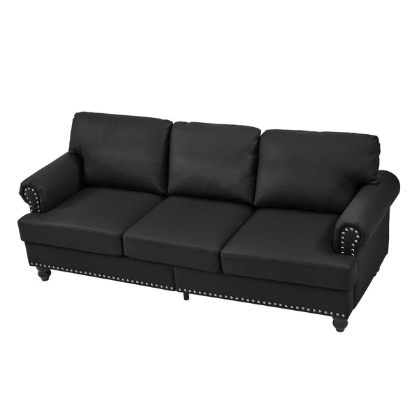 English Elm 83" Modern Classic Three-Seater Sofa with Storage, Upholstered Polyester, Solid Wood Frame, 900lb Capacity Black W1097S00177