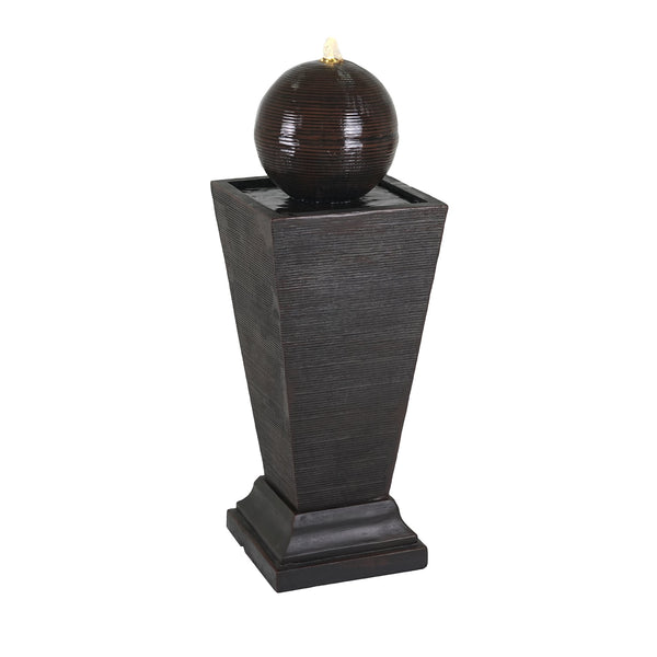 English Elm Christopher Knight Home® - 35.5"H Dark Brown Tall Column Fountain with LED Uplight, Concrete Retro Design, Weather-Resistant Serenity N765P324537G