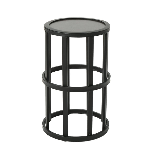 English Elm Set of 3 Outdoor Iron Rocking Chairs with Woven Rattan Back and Ceramic Tile Table N769P289096T_2_N769P414511B