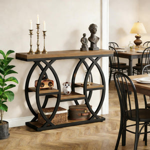 English Elm Hall Console Table Faux Marble Top Gold Geometric Base Modern Entryway Accent T3971P452414