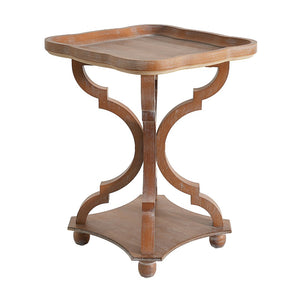 English Elm Accent Table French Country Hourglass Base Carved Wood Distressed Finish Entryway Side 69816.00NTL