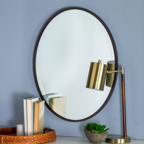Cooper Classics Seymour Oval Beveled Wall Mirror with Mocha Frame for Entryway or Bedroom 4579